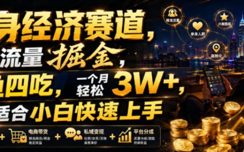 单身经济怎么做？小众流量一鱼四吃，新手也能月入3W+的实操拆解