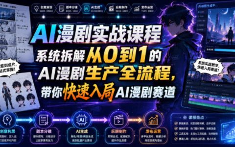 从0到1做AI漫剧：一门实战课系统拆解生产全流程，带你快速入局赛道