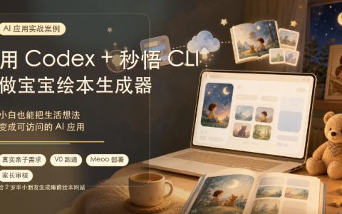 保姆级实战：用Codex+秒悟CLl搭建宝宝绘本生成器，小白也能把生活想法变成可访问的AI应用