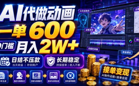 AI代做动画真的能一单600、0门槛月入2W+？日结不压款、长期稳定项目靠谱吗【揭秘】