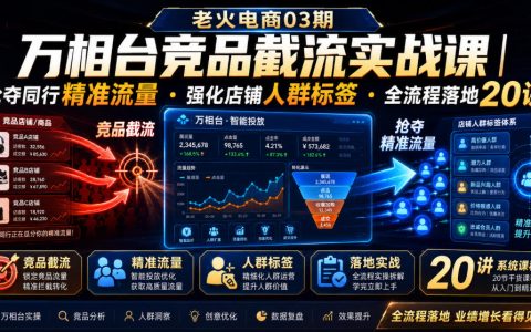 如何用万相台实现竞品截流：抢夺同行精准流量、强化店铺人群标签的全流程20讲