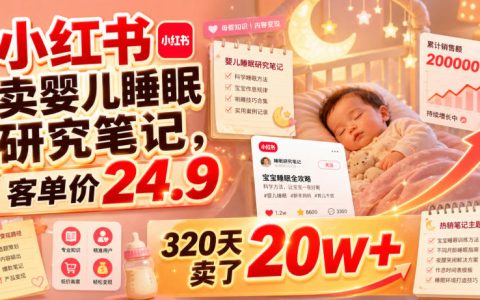 复盘：在小红书卖婴儿睡眠研究笔记，客单价24.9，320天做到20w+是怎么做到的？