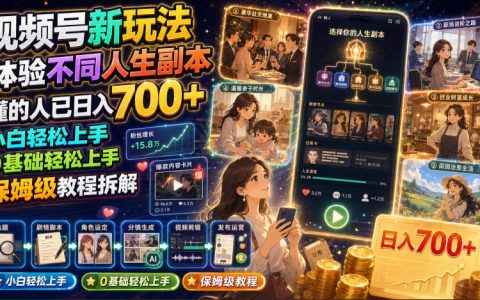 视频号新玩法：体验人生副本，从0到日入700+的保姆级教程