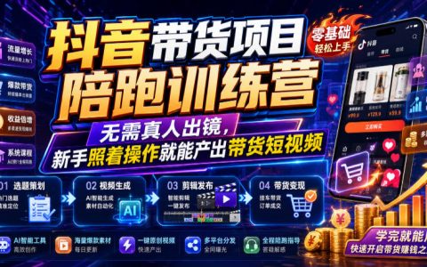 新手如何不出镜做抖音带货？陪跑训练营手把手教你产出带货短视频