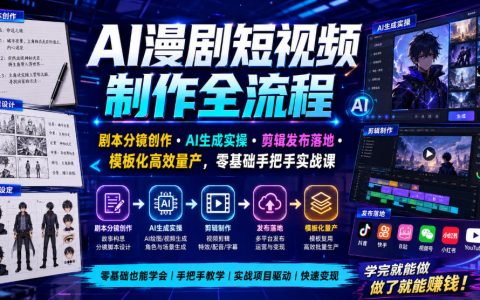 从0到1做AI漫剧短视频：剧本分镜、AI生成实操、剪辑发布到模板化高效量产全流程