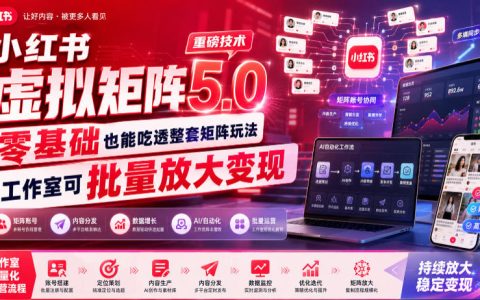 小红书虚拟矩阵5.0怎么用？新手也能吃透的整套玩法与工作室批量放大变现指南