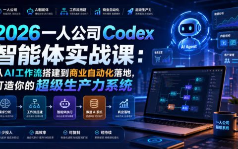2026一人公司如何用Codex智能体从0到1搭建AI工作流并落地商业自动化？手把手打造你的超级生产力系统