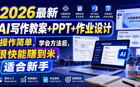 2026最新版AI写作全套资料：教案+PPT+作业设计，操作简单，新手学会即可快速变现