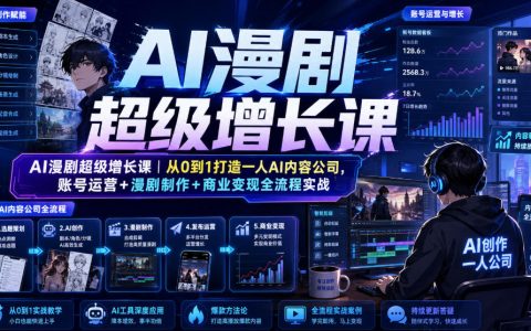 从0到1打造一人AI内容公司：AI漫剧的账号运营、制作与商业变现全流程实战