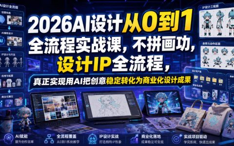 2026版AI设计从0到1实战课：不拼画功，跑通IP全流程，稳定把创意转为商业化成果