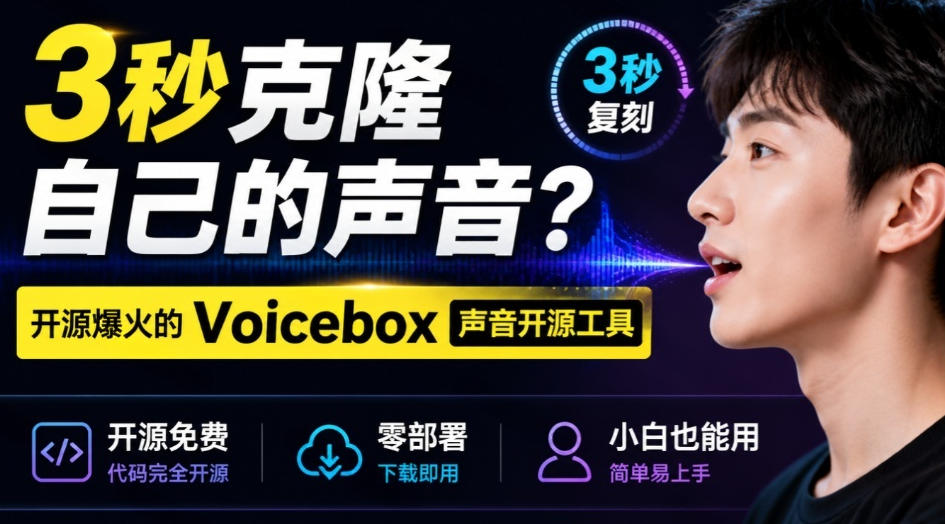 3秒克隆自己的声音?开源爆火的Voicebox声音开源工具,实测体验超好,零部署小白也能直接用