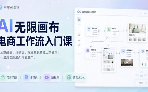 零基础如何用AI无限画布跑通电商工作流？从电商图片、详情页、带货视频到TK/亚马逊上架模板一套课搞定