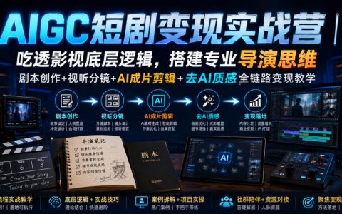 如何用AIGC拍出能变现的短剧？从剧本、视听分镜到AI成片剪辑与去AI质感，全链路搭建专业导演思维