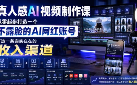 从0到1的真人感AI视频课：不露脸也能做AI网红账号，打造稳定收入渠道（原创双语字幕）