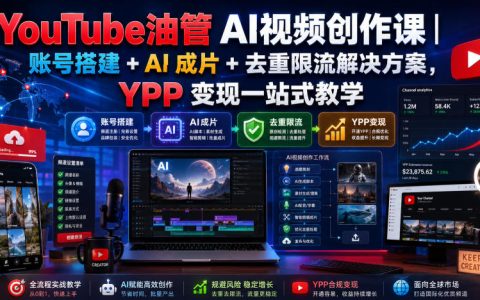 从0到1做YouTube AI视频：账号搭建、AI成片、去重防限流与YPP变现一站式指南