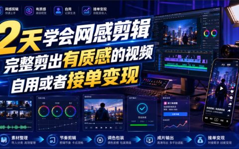 2天速成网感剪辑：如何完整剪出有质感视频，从自用到接单变现