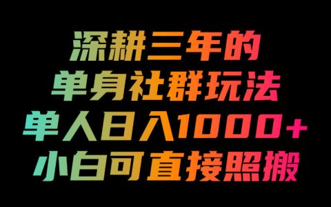 深耕3年单身社群，我如何做到单人日入1000+？小白可直接复用的玩法拆解