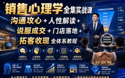 从沟通攻心到拓客收现：一套覆盖人性解读、说服成交与门店落地的销售心理学实战体系