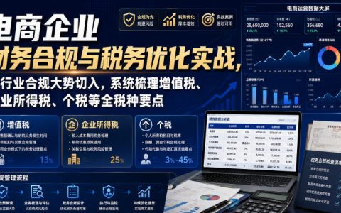 一文搞懂电商企业财务合规与税务优化实战：顺应行业合规大势，系统梳理增值税、企业所得税、个税等全税种要点