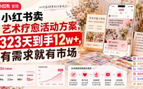 复盘我在小红书卖艺术疗愈活动方案的323天：到手12w+，有需求就有市场