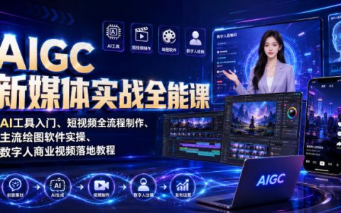 从0到1玩转AIGC新媒体：AI工具入门、短视频全流程、主流绘图软件实操与数字人商业视频落地