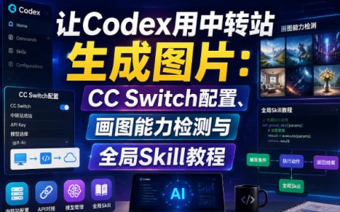 一文搞懂用中转站让 Codex 生成图片：CC Switch 配置、画图能力检测与全局 Skill 指南
