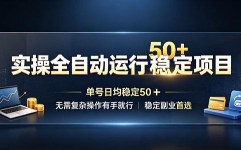 如何实操全自动稳定项目，单号日均50+？无需复杂操作的副业首选揭秘