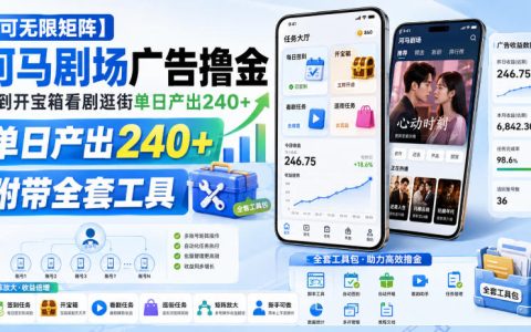 如何用河马剧场广告日入240+？签到开宝箱看剧逛街+可矩阵玩法，附全套工具【揭秘】