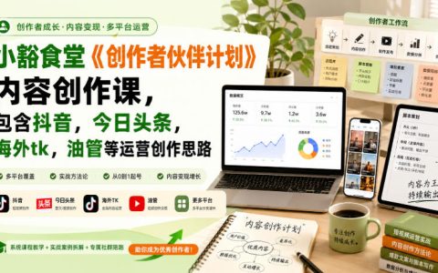 小豁食堂的《创作者伙伴计划》到底讲了什么？从抖音、头条到TikTok与油管的内容创作与运营思路
