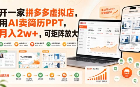 如何在拼多多开虚拟店，靠AI卖简历PPT月入2w+，并实现矩阵放大？