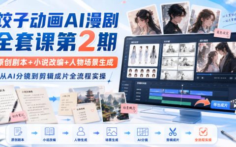 饺子动画AI漫剧第2期：从AI分镜到成片，全流程实操原创剧本、小说改编与人物场景生成