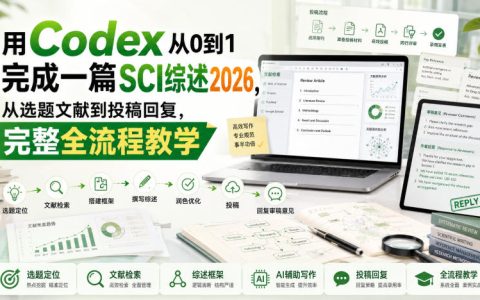 从零到一用Codex搞定SCI综述：2026全流程教学（选题、文献、写作、投稿与回复）