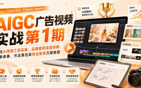 AIGC广告视频实战第1期：主流AI视频工具上手、品牌案例深拆、赛事参赛攻略、作品集包装与接单指南