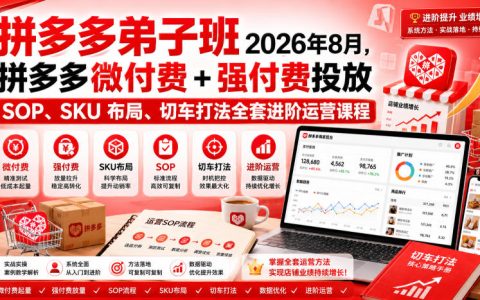 拼多多进阶运营怎么做？微付费/强付费投放SOP、SKU布局与切车打法全套解析（2026年8月弟子班）