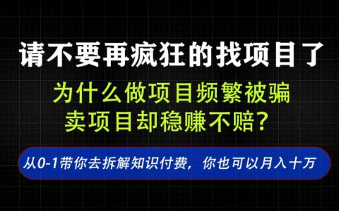 为什么说卖项目比找项目更赚钱？一文讲透【揭秘】