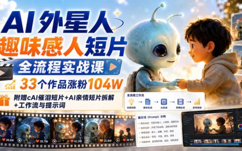从0到1做AI外星人趣味感人短片：全流程实战课，33个作品涨粉104W（附催泪/亲情短片拆解与工作流提示词）