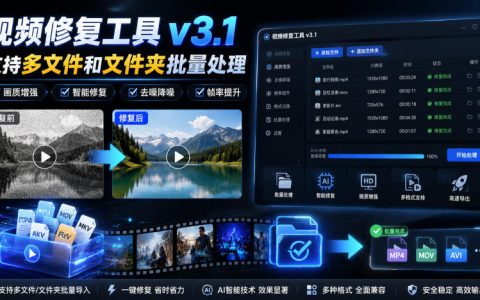 视频修复工具v3.1实测：支持多文件与文件夹的批量处理