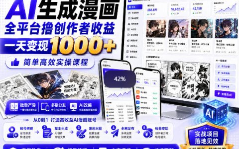 AI生成漫画全平台变现实操：内部课程拆解与复盘，单日1k+是怎么来的？