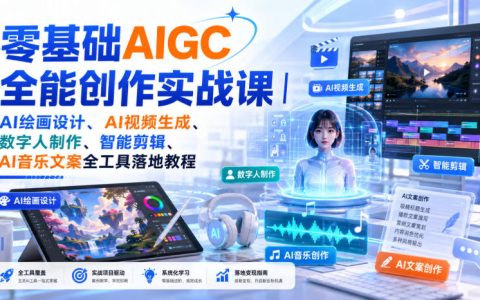 零基础如何玩转AIGC全能创作？AI绘画、视频生成、数字人、智能剪辑与音乐文案全工具实战指南