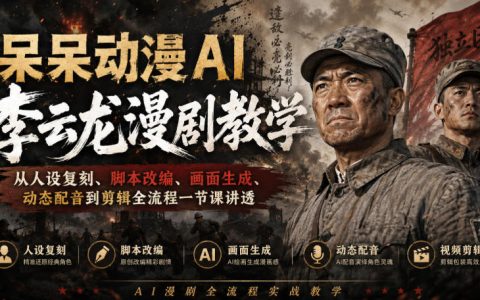 呆呆动漫AI李云龙漫剧保姆级教程：人设复刻、脚本改编、画面生成、动态配音到剪辑全流程一课搞定