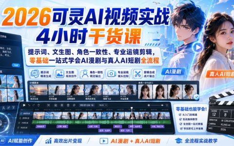 零基础如何一站式学会AI漫剧与真人AI短剧？2026可灵AI视频4小时实战干货课：提示词、文生图、角色一致性与专业运镜剪辑全流程
