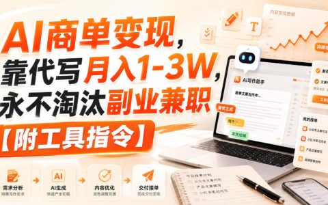 靠AI代写实现月入1-3万：一份永不淘汰的商单副业指南【附工具指令｜揭秘】