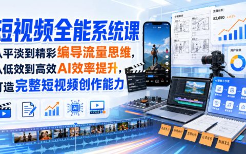 短视频全能系统课：从编导流量思维到AI提效，带你从平淡到精彩，打造完整创作能力（2026年8月30日更新至233集）