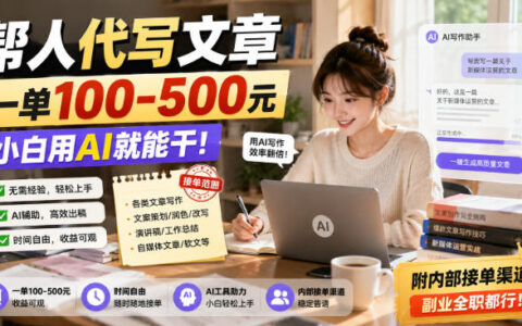 AI代写生意：一单100-500，小白可上手，内含接单渠道，副业全职两相宜【揭秘】