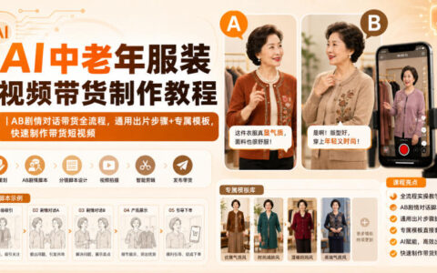一文搞懂AI中老年服装AB剧情对话带货：全流程实操+通用出片步骤与专属模板，快速产出短视频