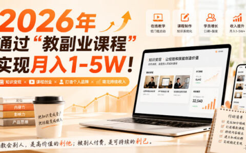 2026年通过教副业课程月入1-5万：不藏私的完整打法与长期稳定路径【拆解】