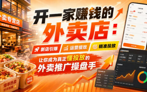 一文讲透外卖店盈利之道：新店冷启动、运营提效与精细化投放，做真正懂投放的推广操盘手