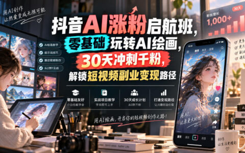 如何零基础用AI绘画在抖音30天冲千粉，并开启短视频副业变现