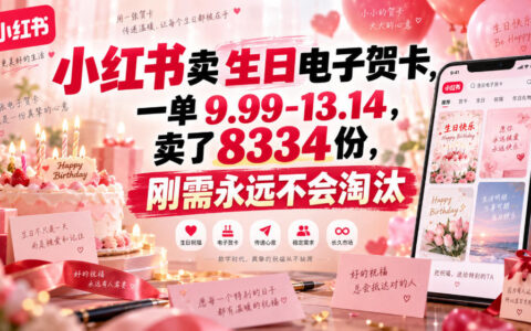小红书卖生日电子贺卡，单价9.99-13.14元，已售8334份：这门刚需生意为什么不会被淘汰？