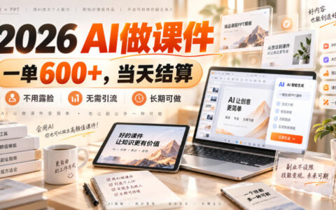 2026年AI做课件副业靠谱吗？一单600+、当天结算、无需露脸与引流的长期项目揭秘